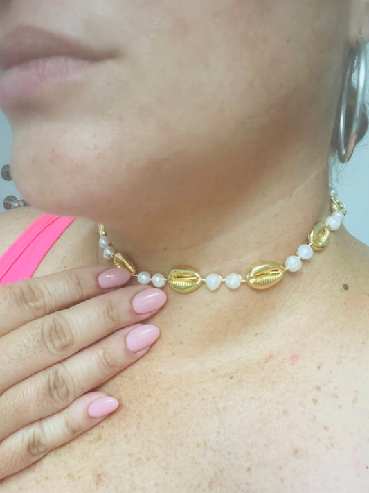 Choker perla y caracol